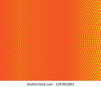 Yellow-orange Halftone background. Digital gradient. Dotted pattern with circles, dots, point large scale. Design element for web banners, posters, cards, wallpapers, sites, panels.