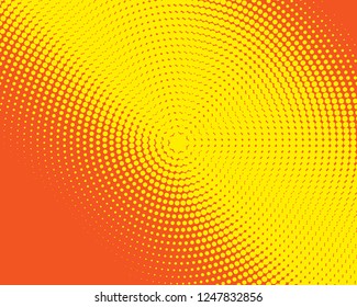 Yellow-orange Halftone background. Digital gradient. Dotted pattern with circles, dots, point large scale. Design element for web banners, posters, cards, wallpapers, sites, panels.