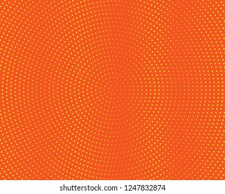Yellow-orange Halftone background. Digital gradient. Dotted pattern with circles, dots, point large scale. Design element for web banners, posters, cards, wallpapers, sites, panels.