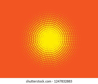 Yellow-orange Halftone background. Digital gradient. Dotted pattern with circles, dots, point large scale. Design element for web banners, posters, cards, wallpapers, sites, panels.