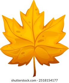 Hoja de arce amarillo-naranja sobre fondo blanco aislado. Caricatura de hoja. Ilustración vectorial.