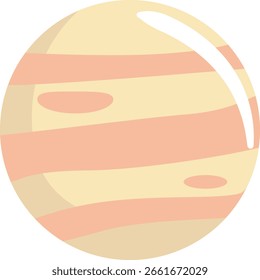 Planeta amarelo-alaranjado com listras de superfície lisas, estilizado para ilustrações de ciência, educação ou fantasia.