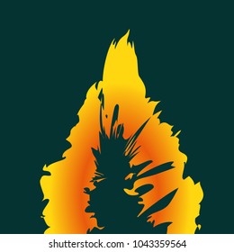 Yellow-orange-red flame on a dark background