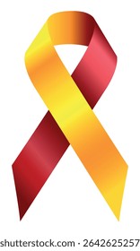 Yellow-red awareness ribbon. Realistic Awareness Yellow with red ribbon. World Hepatitis Day. 3d tape EPS 10. Design Template for poster, Website Magazine