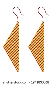 The yellow-red earrings in the shape of an isosceles triangle