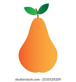 Uma pera amarela-vermelha. O fruto é isolado sobre um fundo branco. Ilustração vetorial. Pode ser usado em web design, têxteis, impressão, embalagem.