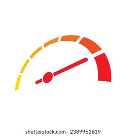 yellow-red perspective speedometer. half circle dial symbol