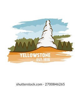 Yellowstone hot Spring Badge Perfect for Print, Apparel, etc