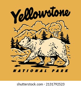 Yellowstone National Park Bear Illustration