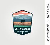 yellowstone national park logo design, united states national park sticker patch illustration design