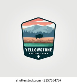 diseño del logo del parque nacional de yellowstone, diseño del parche de pegatinas del parque nacional de los estados unidos