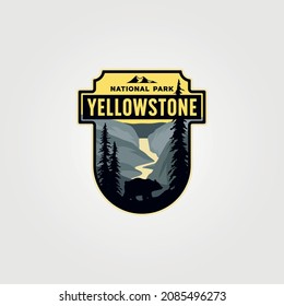 yellowstone national park logo patch vector emblem illustration design, travel badge design