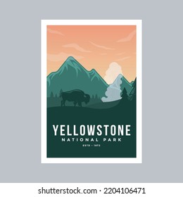 Yellowstone National Park poster illustration design.