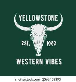 Yellowstone Western Vibes with Bison Skull Perfect for Print, Apparel, etc