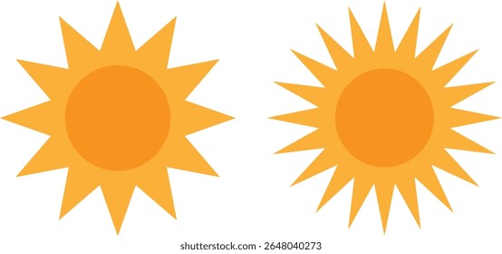 Yellow,sun and sunlight. Hot solar energy for tan. Vector sign,yellow sun icon Sun simple icons collection. Vector illustration Yellow sun icon set, sunshine and solar glow,	
