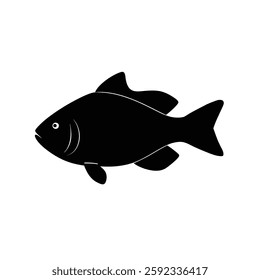 Yellowtail Damselfish Silhouette Vector and Black Color Yellowtail Damselfish Illustration