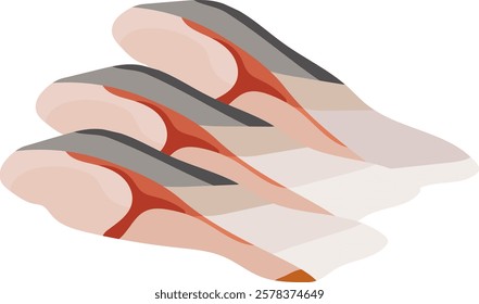 Yellowtail Fish Filled Slices Illustration Isolated on White Background