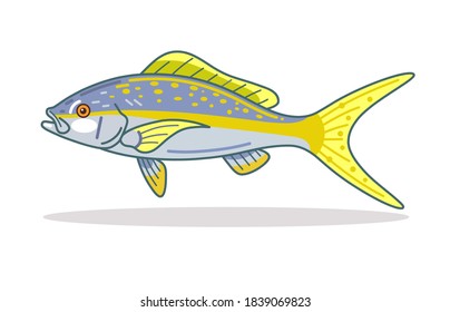 Yellowtail Snapper Fish Design Illustration Vector Art