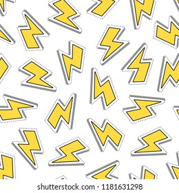 Yeloow cartoon lightning pattern over white. Vector illustration