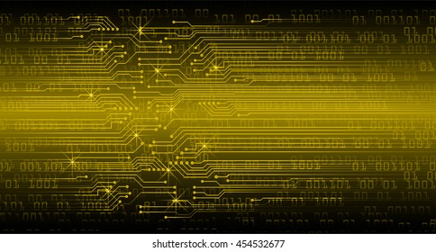 yelow abstract cyber future technology concept background, vector illustration, circuit, binary code