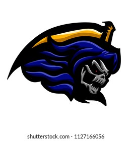 Yelow blue Grim Reaper Vector logo