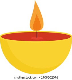 Yelow candle, illustration, vector on a white background.