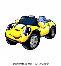 Yelow car - car cartoon - cars toys Vector Illustration