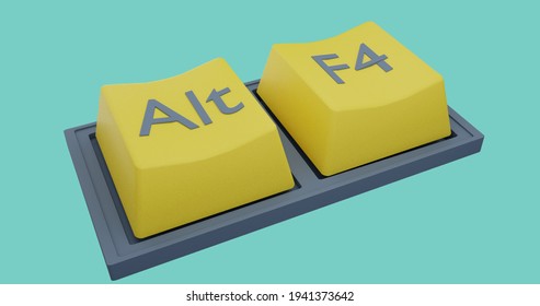 yelow keyboard sorcut ALT F4 illustration