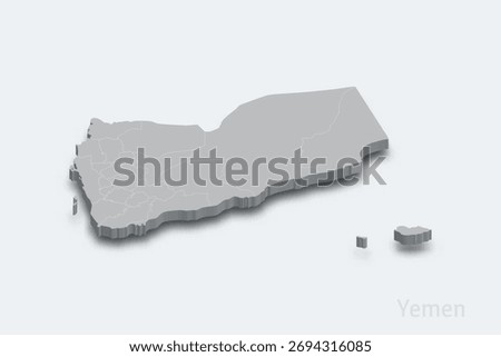 Yemen 3d isometric map with borders regions