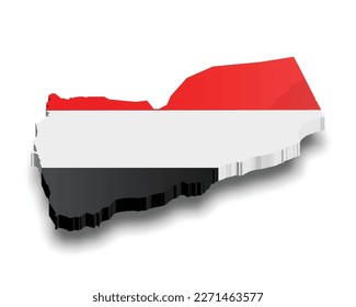 Yemen 3d map with flag
