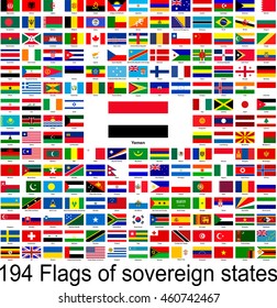 Yemen, collection of vector images of flags of the world