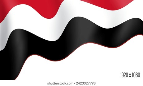 Yemen country flag realistic independence day background. Yemen commonwealth banner in motion waving, fluttering in wind. Festive patriotic HD format template for independence day svg