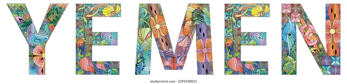 Yemen is a country in Western Asia. Vector decorative zentangle object