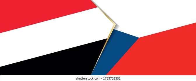 Yemen and Czech Republic flags, two vector flags symbol of relationship or confrontation.