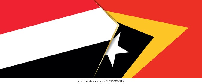 Yemen and East Timor flags, two vector flags symbol of relationship or confrontation.