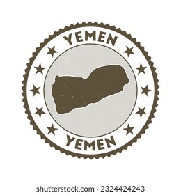 Yemen emblem. Country round stamp with shape of Yemen, isolines and round text. Amazing badge. Attractive vector illustration.