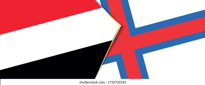 Yemen and Faroe Islands flags, two vector flags symbol of relationship or confrontation.