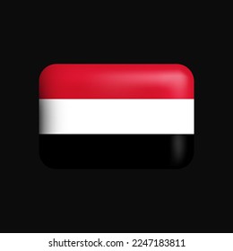 Yemen Flag 3D Icon. National Flag of Yemen. Vector illustration