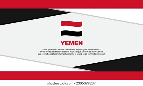 Plantilla de diseño de fondo de resumen de la bandera de Yemen. Ilustración de vectores de caricaturas del Día de la Independencia de Yemen. Vector de Yemen