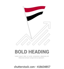 Yemen Flag with analytics graph up, Bold heading and place for text template
