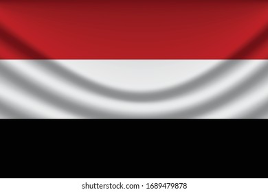 Fondo de la bandera de Yemen con textura de tela. Indicador Yemen, ilustración vectorial eps10. - Vector