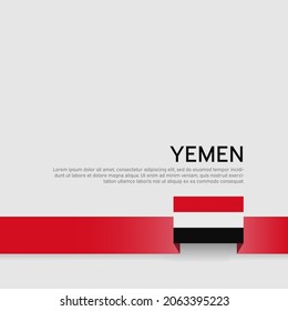 Yemen flag background. State patriotic yemeni banner, cover. Ribbon color flag of yemen on a white background. National poster. Business booklet. Vector tricolor flat design