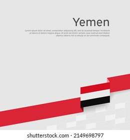 Yemen flag background. State patriotic yemeni banner, cover. Ribbon color flag of yemen on a white background. National poster. Business booklet. Vector tricolor flat design svg
