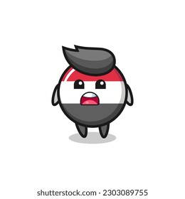 yemen flag badge illustration with apologizing expression, saying I am sorry , cute style design for t shirt, sticker, logo element