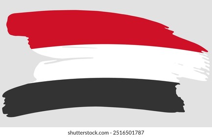 Yemen flag brush paint texture. Grunge Yemen flag. Yemen emblem brush concept