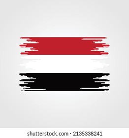 Yemen Flag Brush Strokes. National Flag