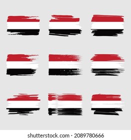 Yemen flag brush strokes painted 