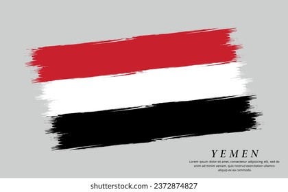 Yemen flag brush vector background. Grunge style country flag of Yemen brush stroke isolated on white background