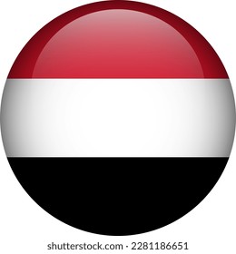 Yemen flag button. Round flag of Yemen. Vector flag, symbol. Colors and proportion correctly.