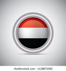Yemen flag button style. Vector image